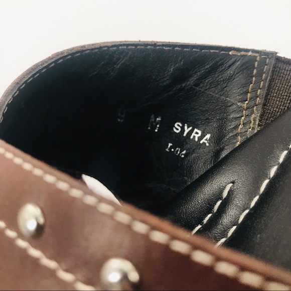 Donald J. Pliner Syra Brown Studded Wide Cross Strap Platform - Picture 5 of 6